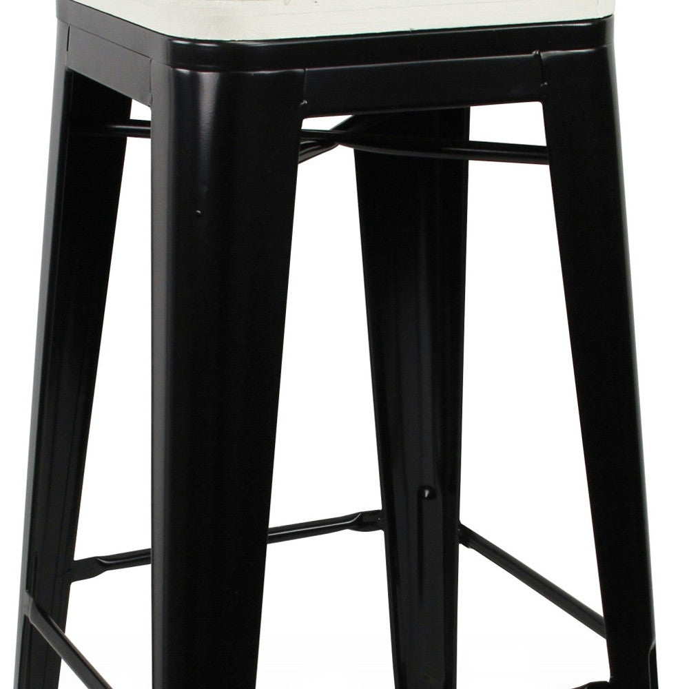 " White And Black Metal Backless Counter Height Bar Chair