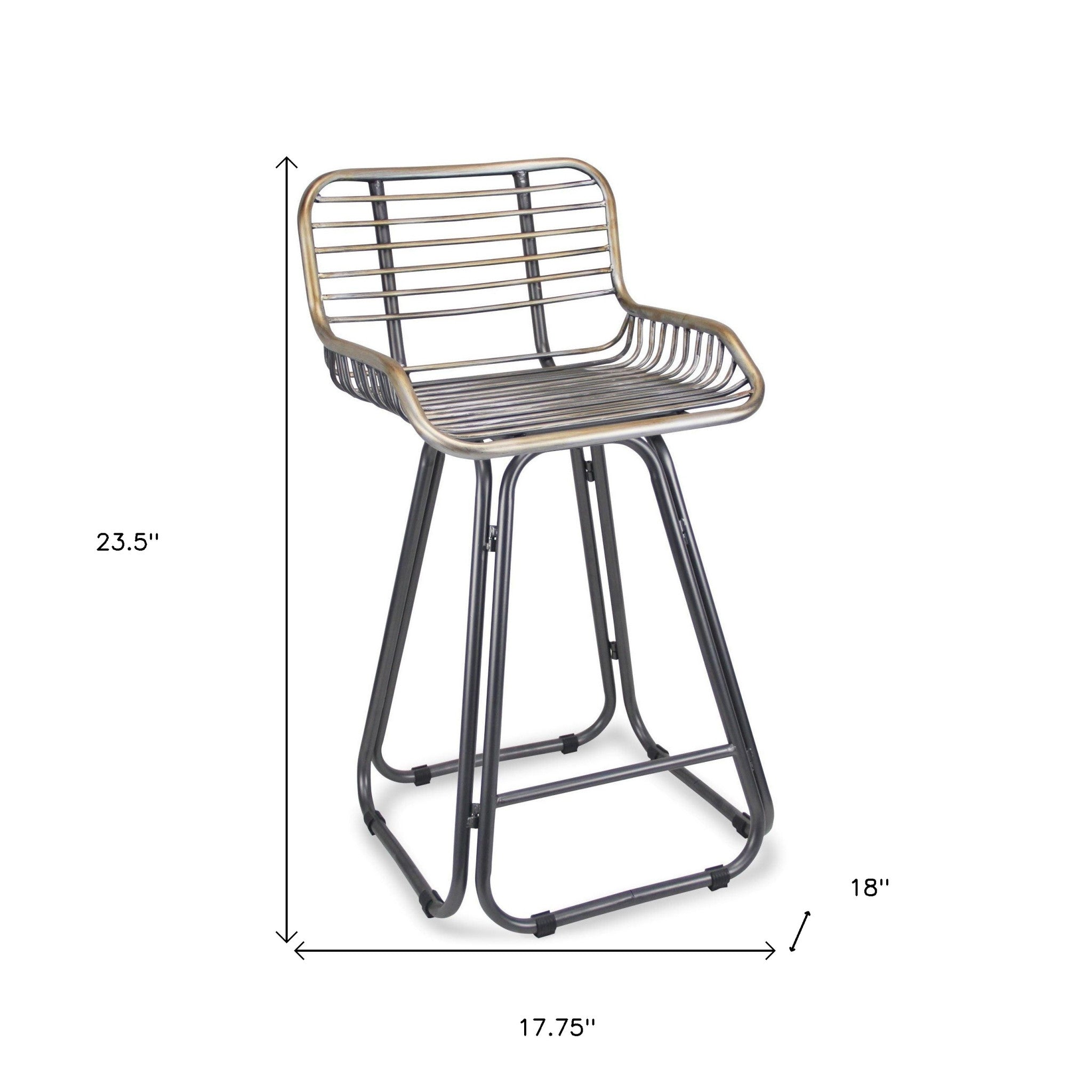 " Gray Steel Low Back Bar Chair