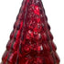 7" Embossed Red Glass Christmas Tree Sculpture