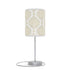 20" Silver Table Lamp With Gold And White Filigree Scroll Cylinder Shade