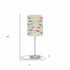 20" Silver Table Lamp With Off White And Festive Multi Color Cylinder Shade