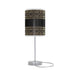 20" Silver Table Lamp With Black And Gold Striped Scroll Cylinder Shade