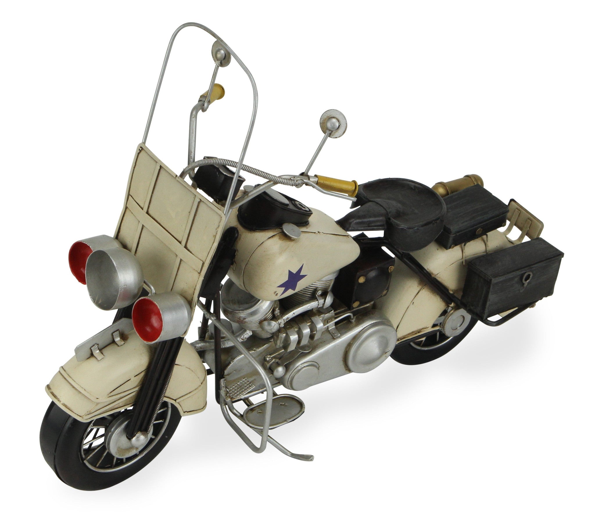 10" Cream Metal Hand Painted Model Motorcycle