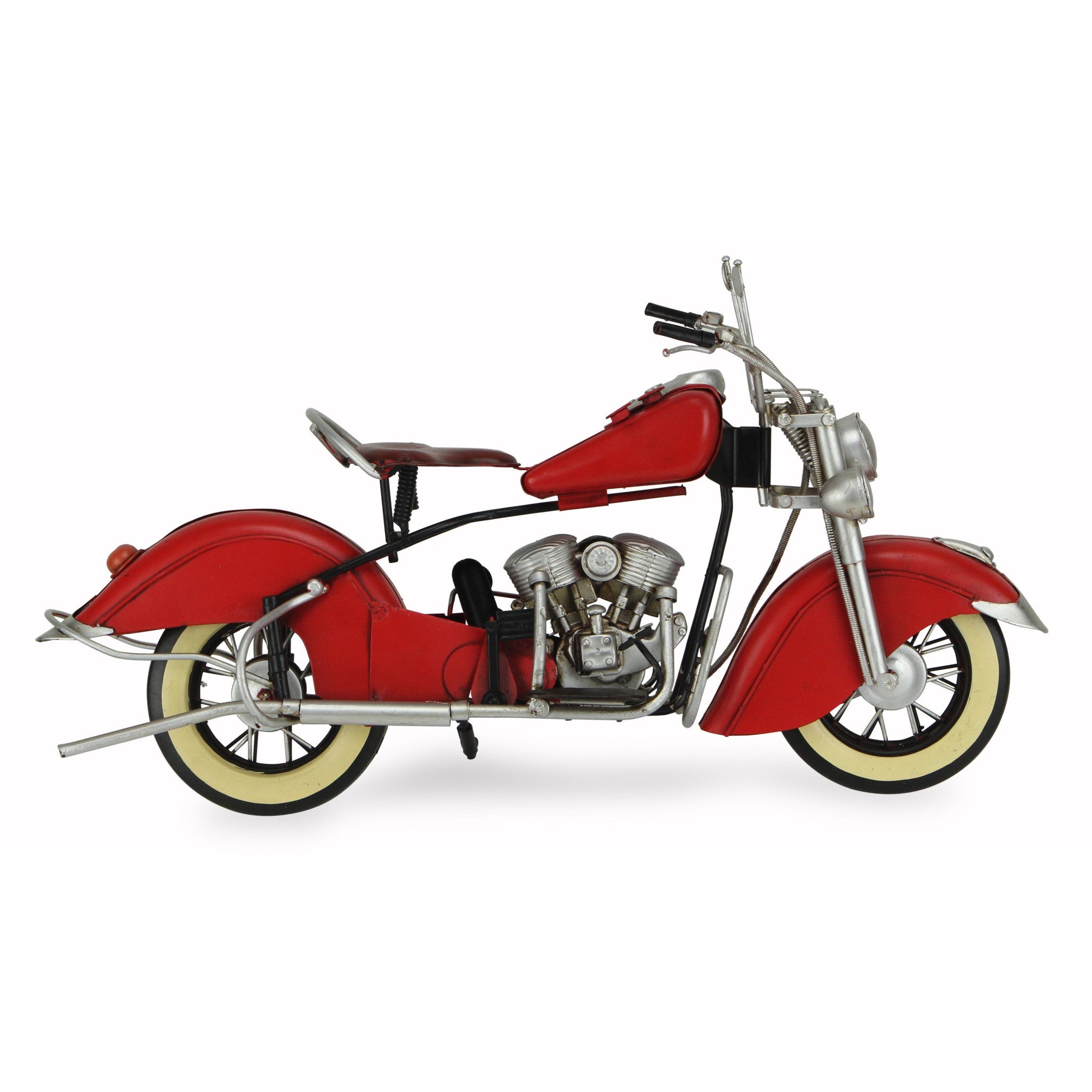 8" Red and Silver Metal Hand Painted Model Motorcycle