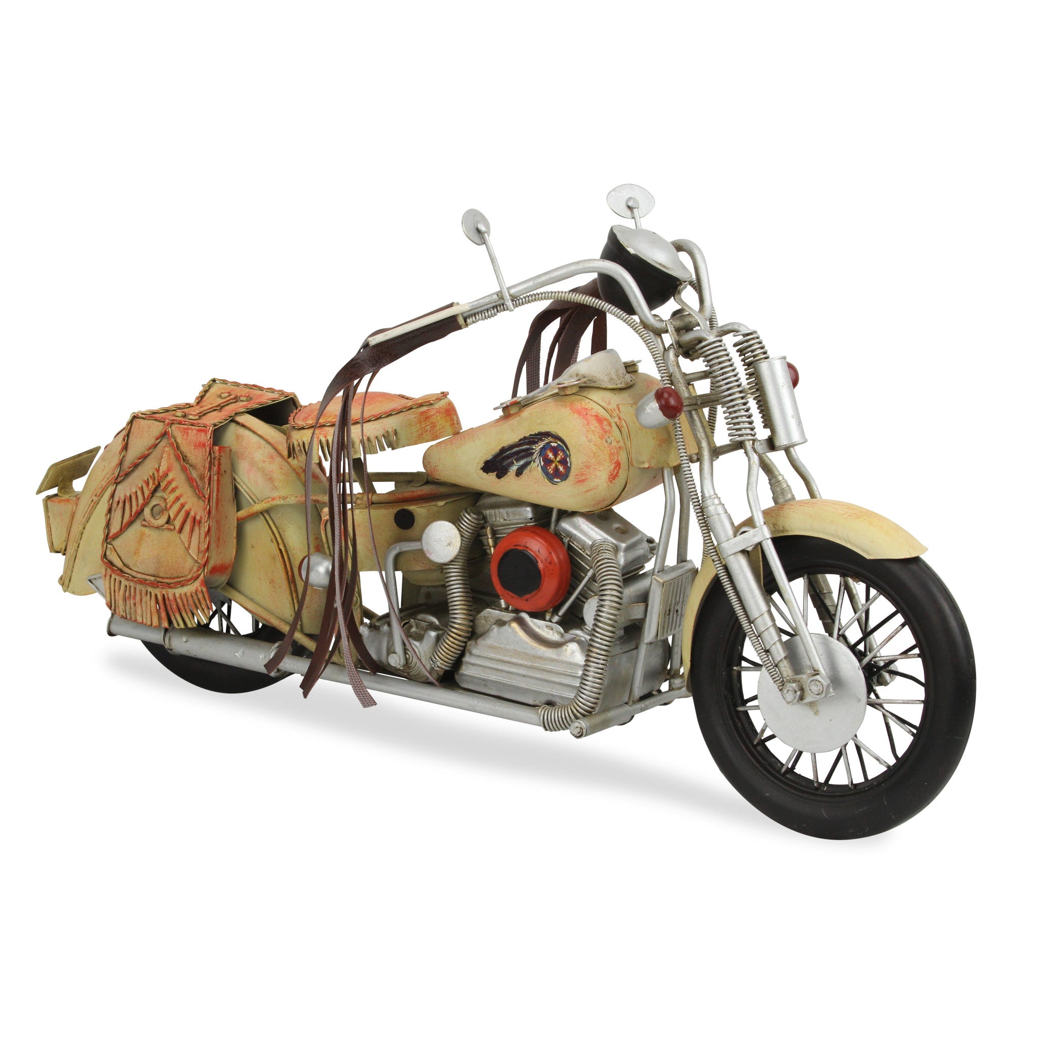 9" Cream Metal Hand Painted Model Motorcycle