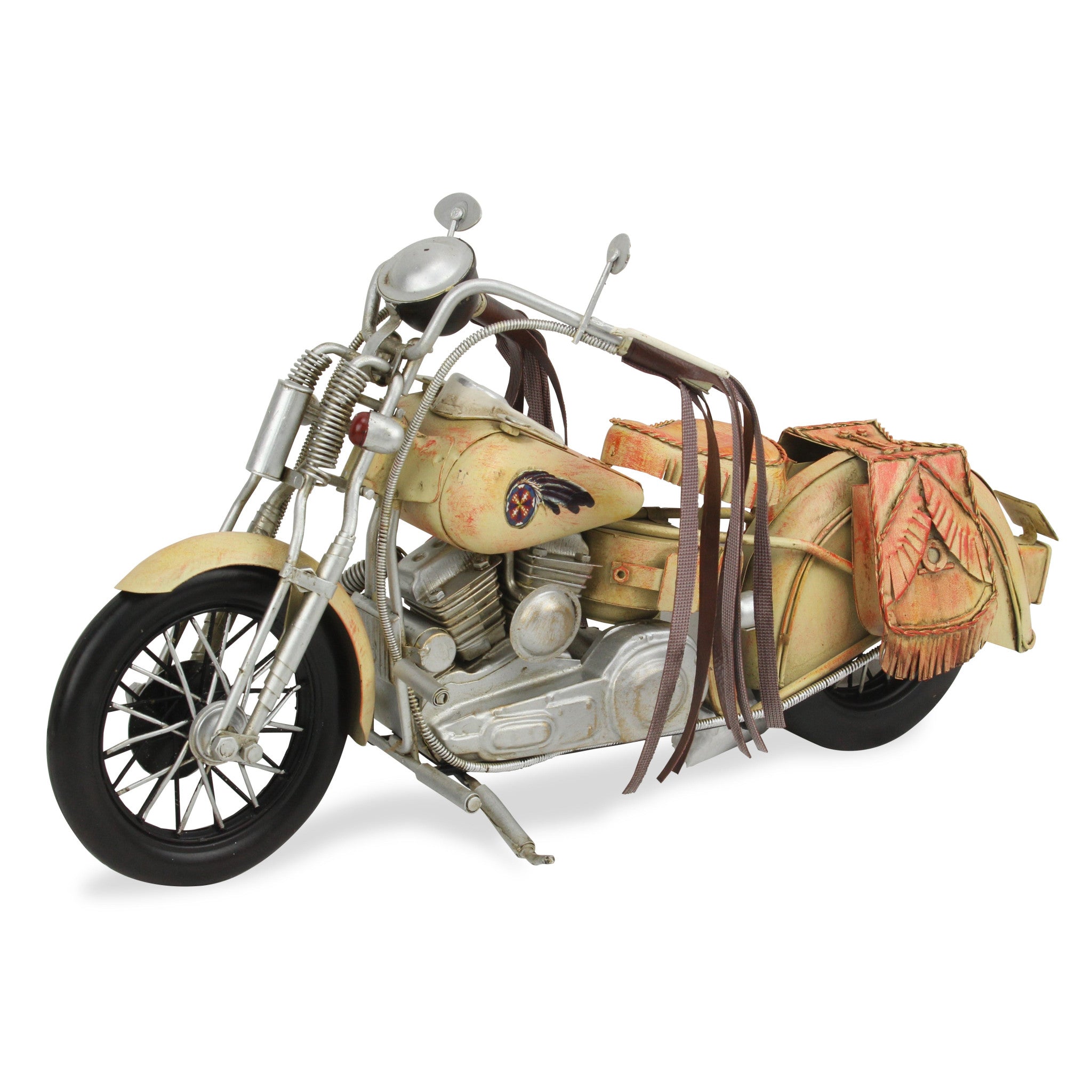 9" Cream Metal Hand Painted Model Motorcycle