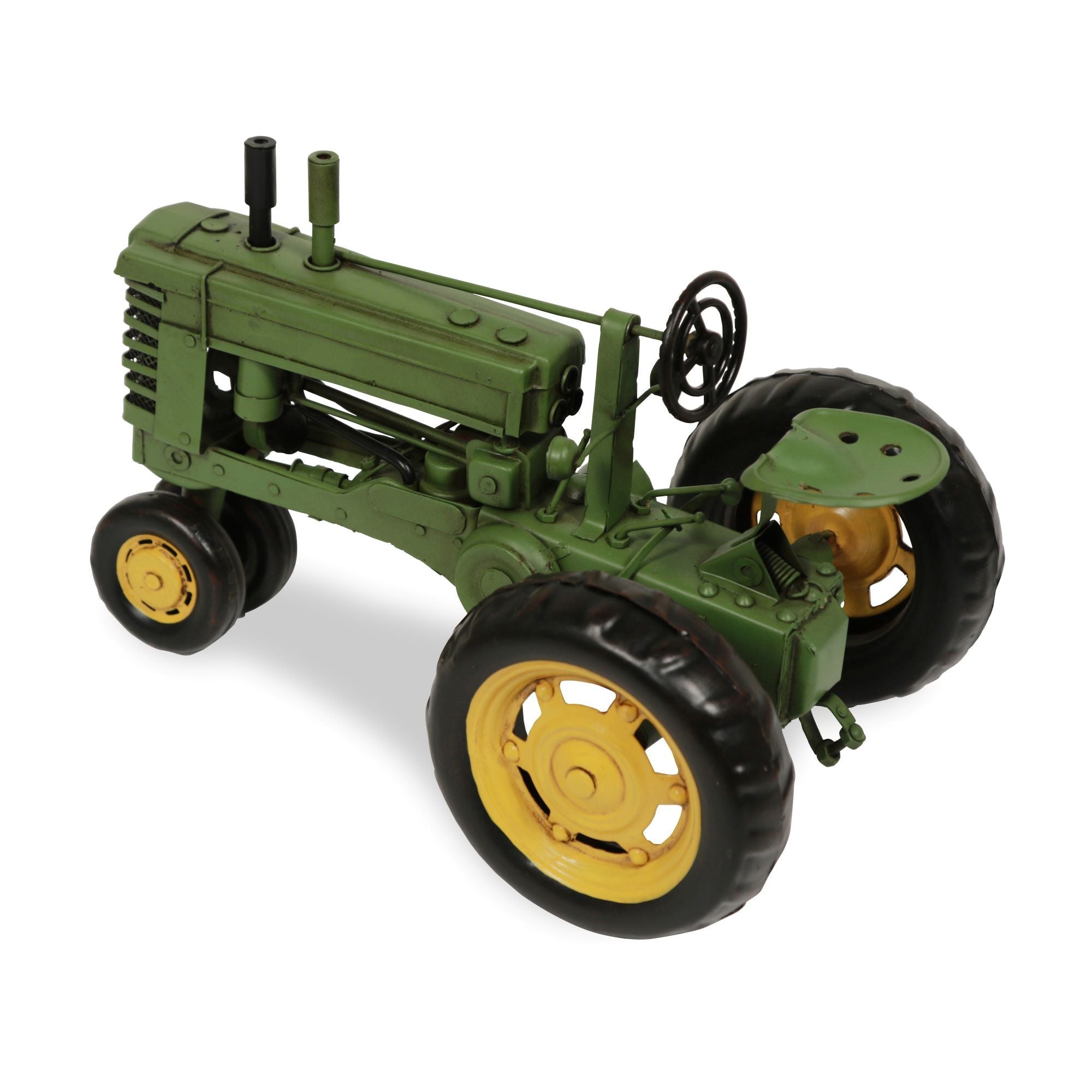 7" Green and Black Metal Hand Painted Model Tractor