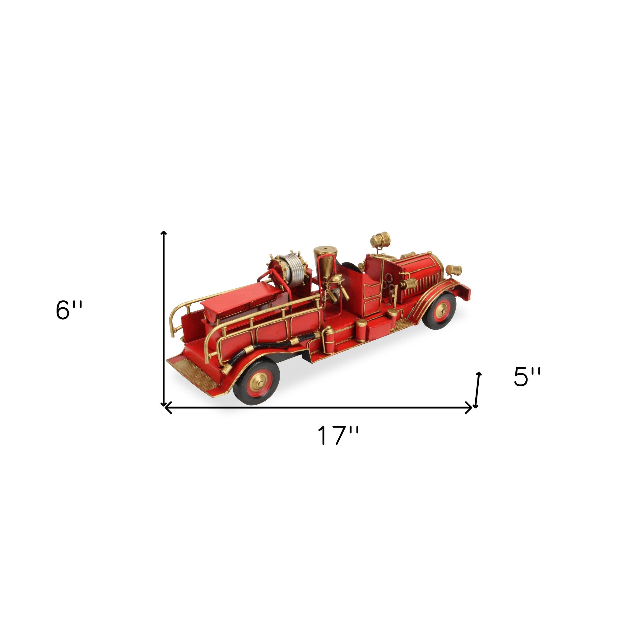 6" Red and Gold Metal Hand Painted Model Car