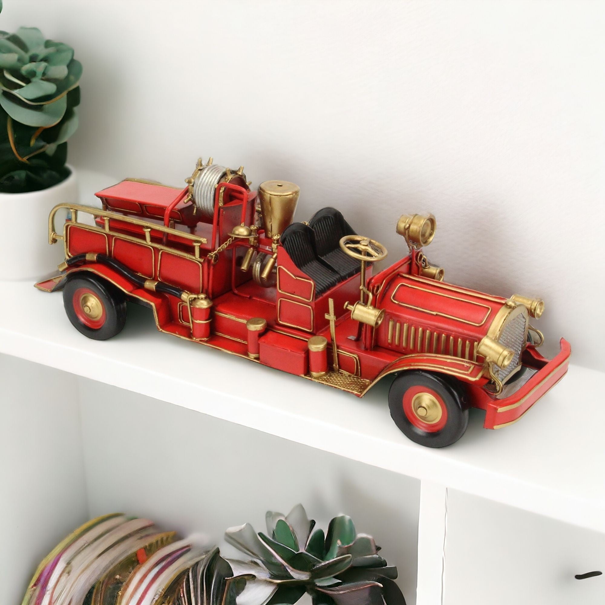 6" Red and Gold Metal Hand Painted Model Car