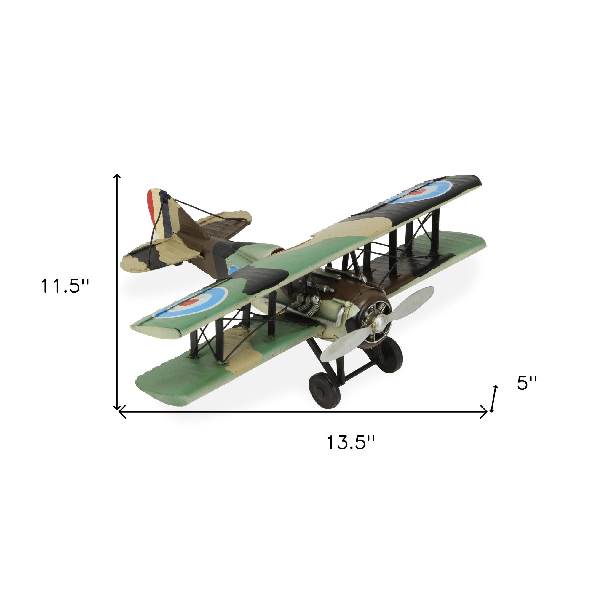 5" Green Metal Hand Painted Model Airplane