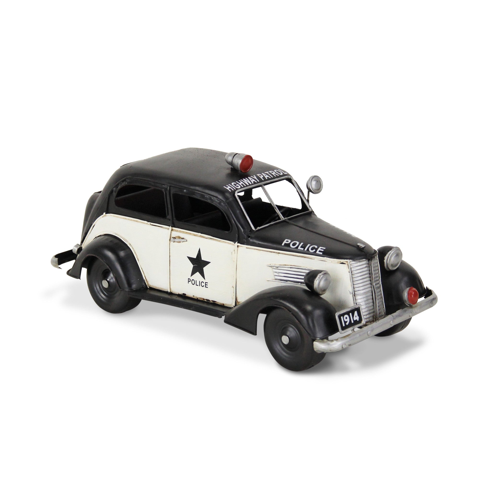 7" Black and White Metal Hand Painted Model Car