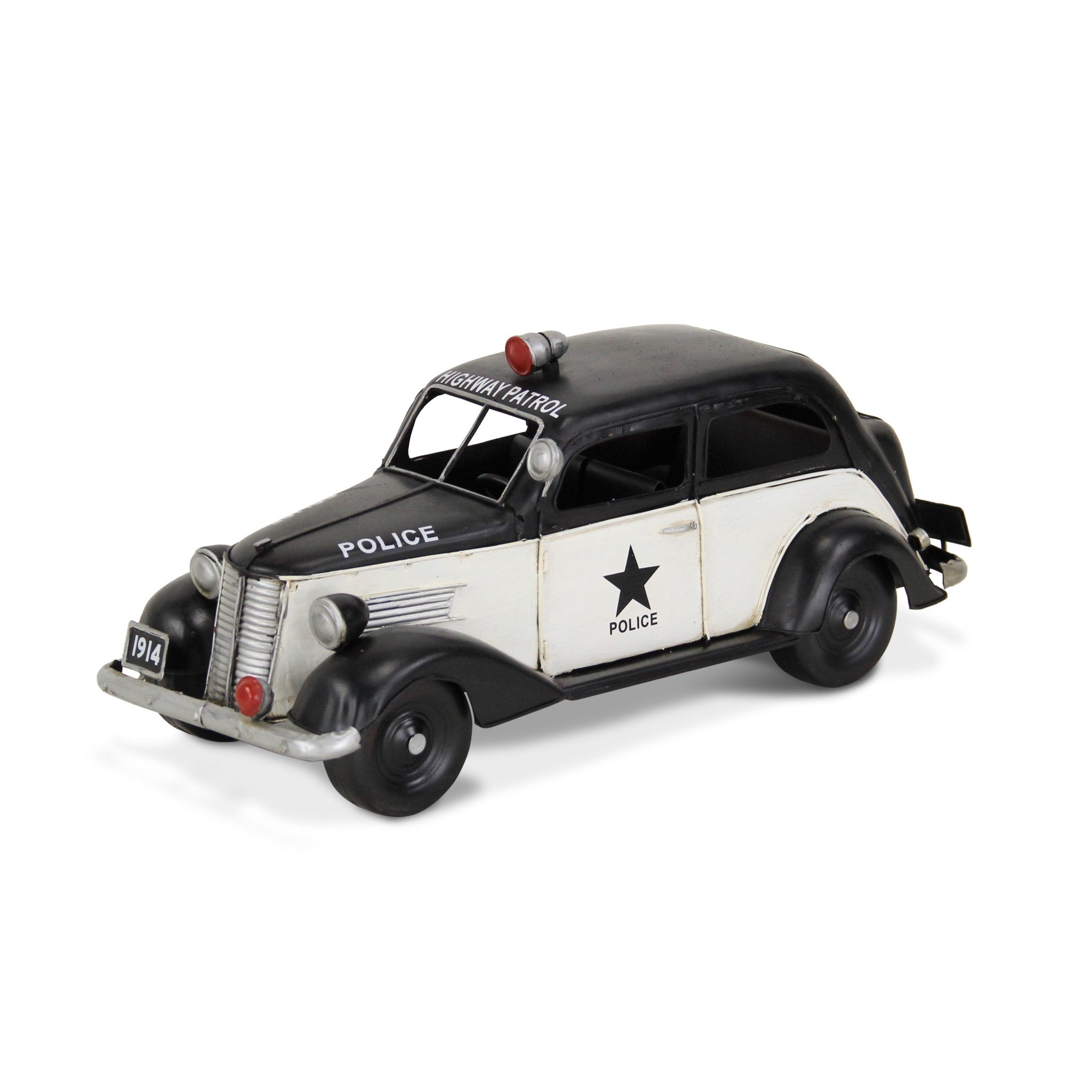 7" Black and White Metal Hand Painted Model Car