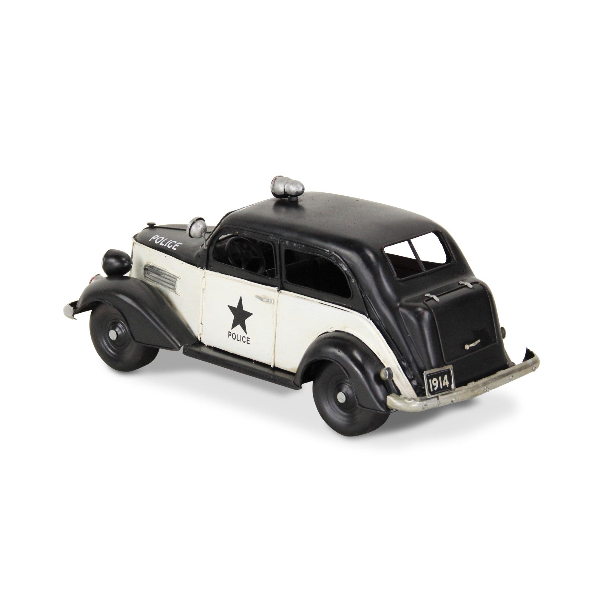 7" Black and White Metal Hand Painted Model Car