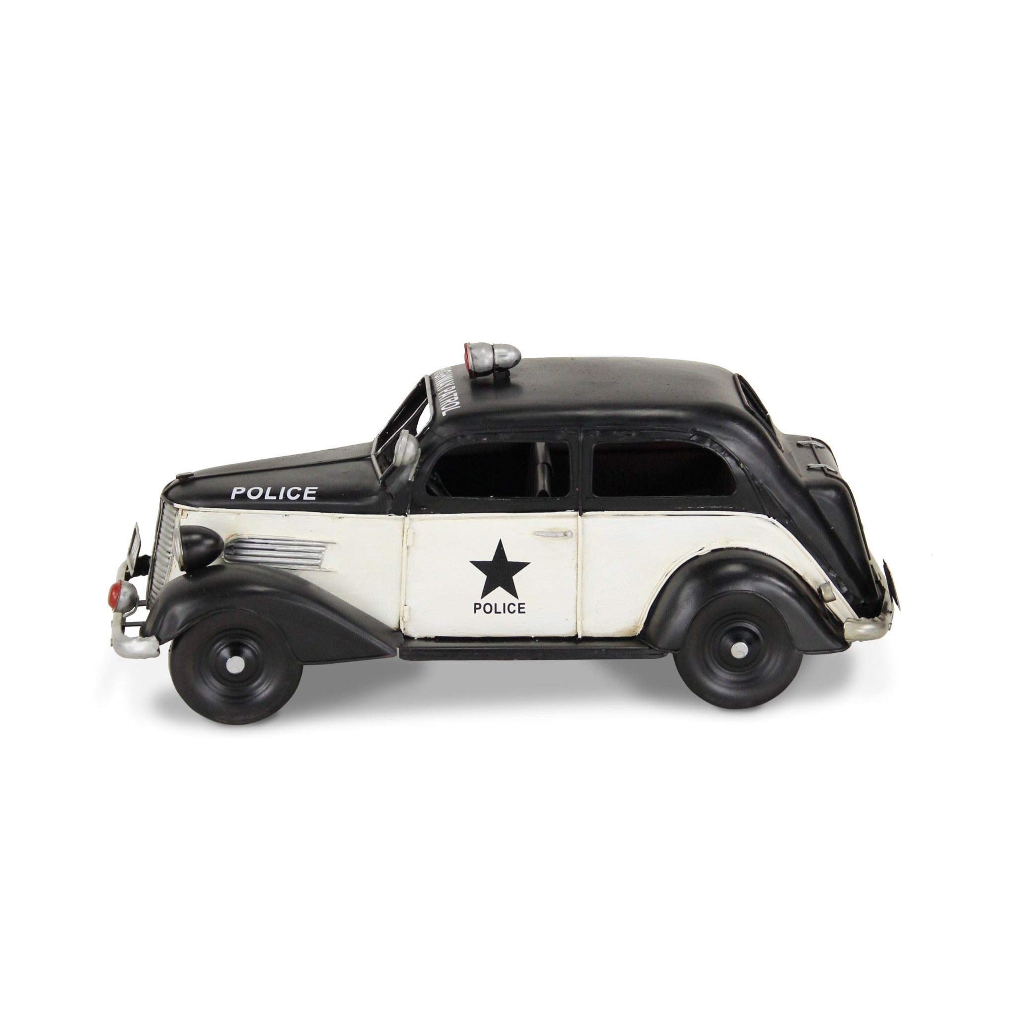 7" Black and White Metal Hand Painted Model Car