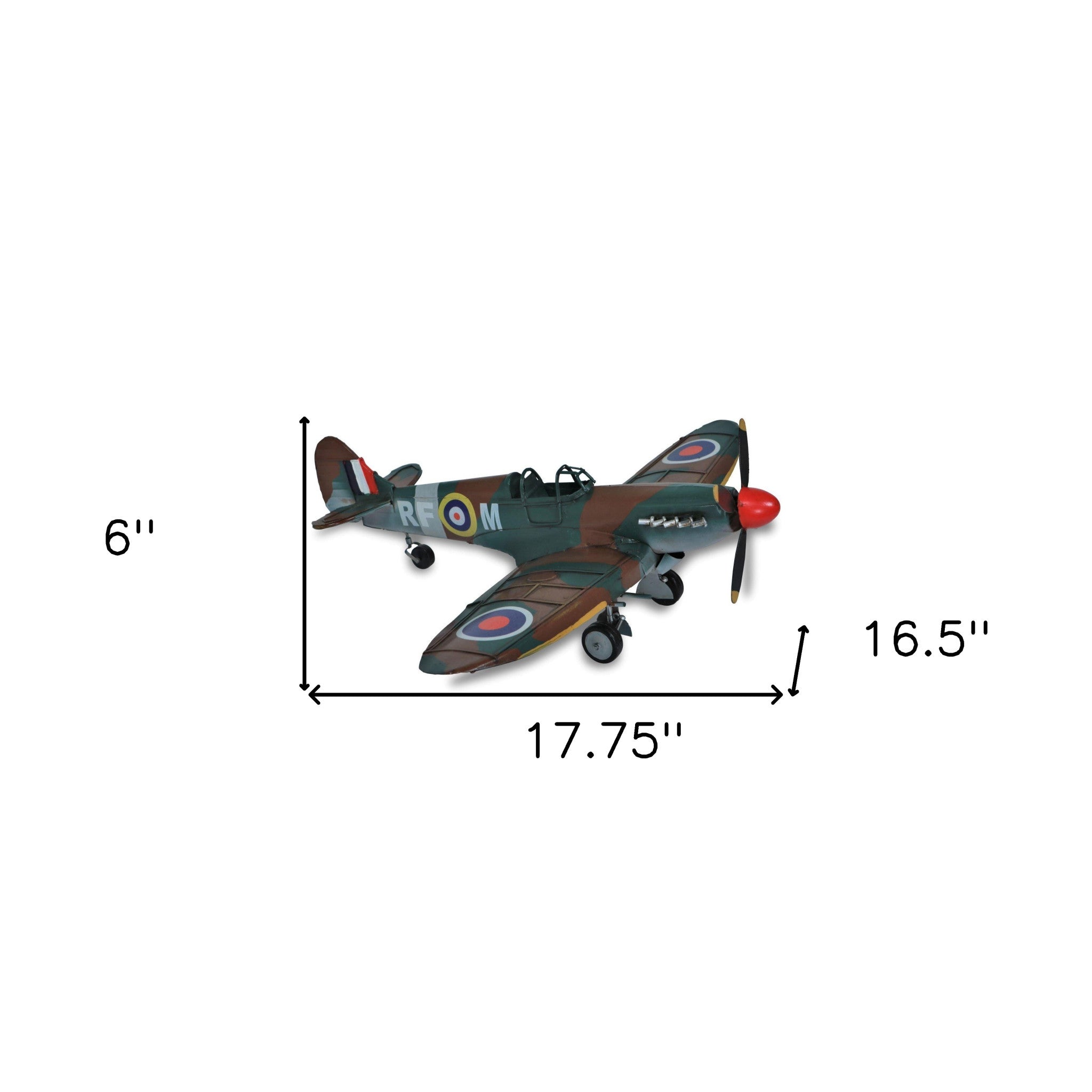 6" Green Metal Hand Painted Model Airplane