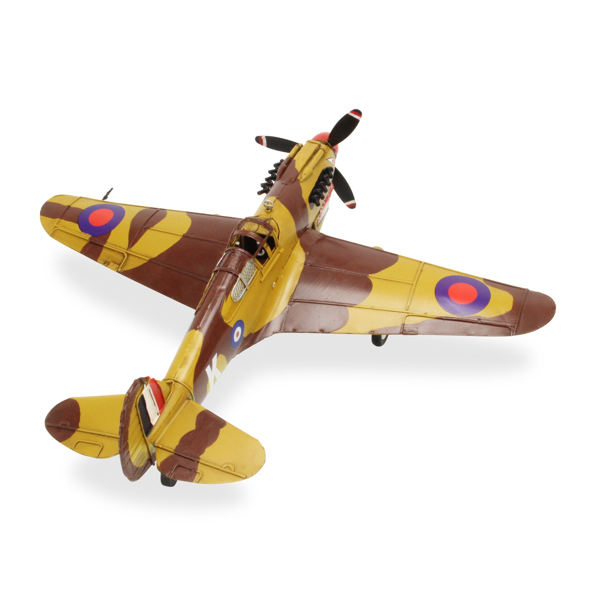 6" Yellow and Brown Metal Hand Painted Model Airplane