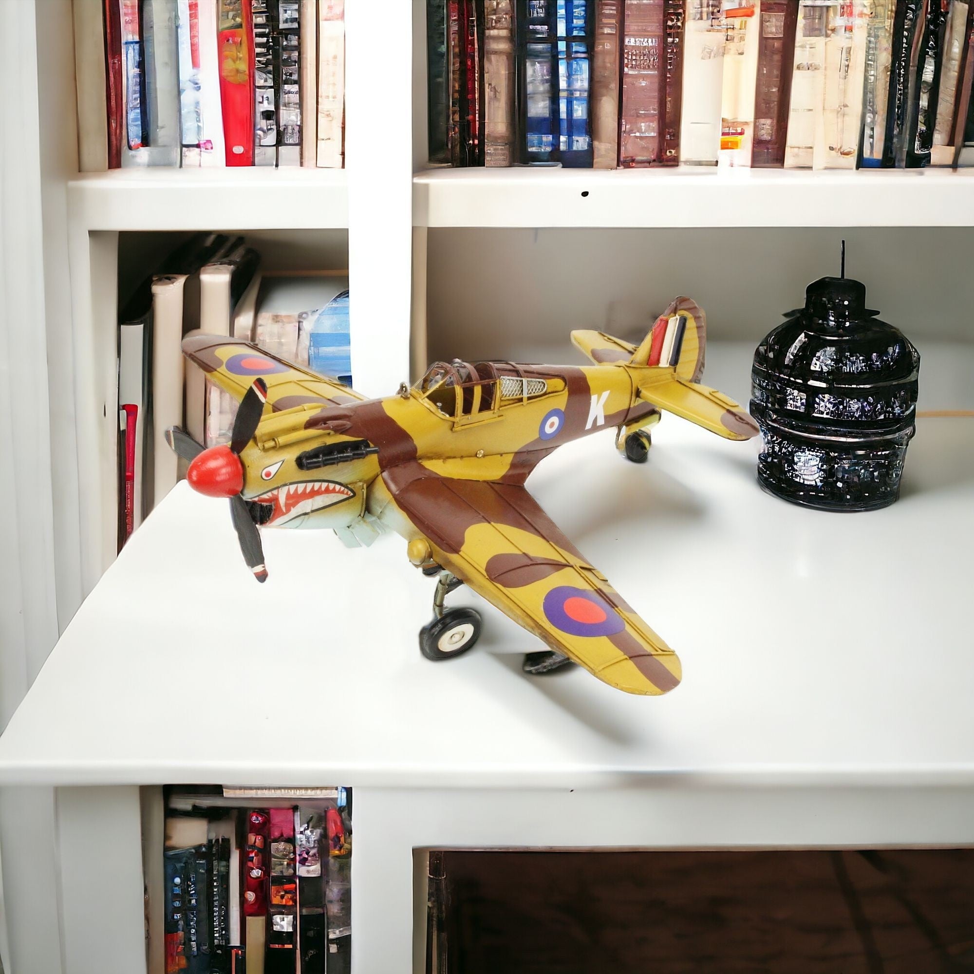 6" Yellow and Brown Metal Hand Painted Model Airplane