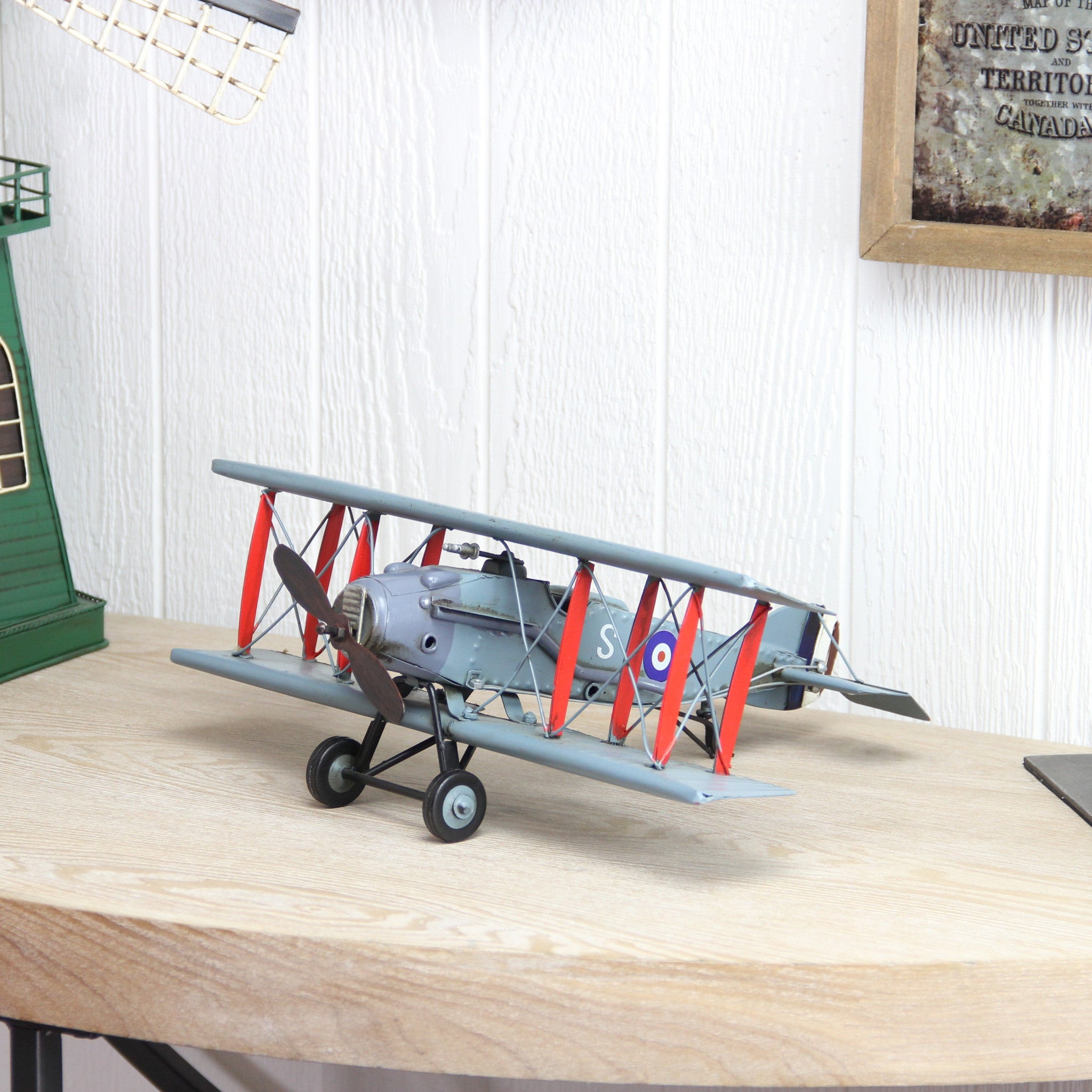 5" Red and Gray Metal Hand Painted Model Airplane