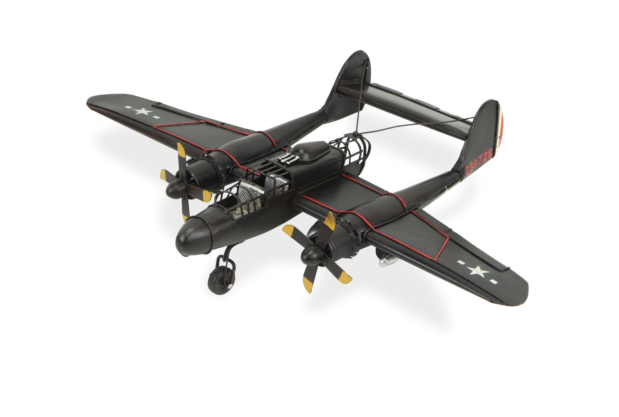 4" Black and Red Metal Hand Painted Model Airplane