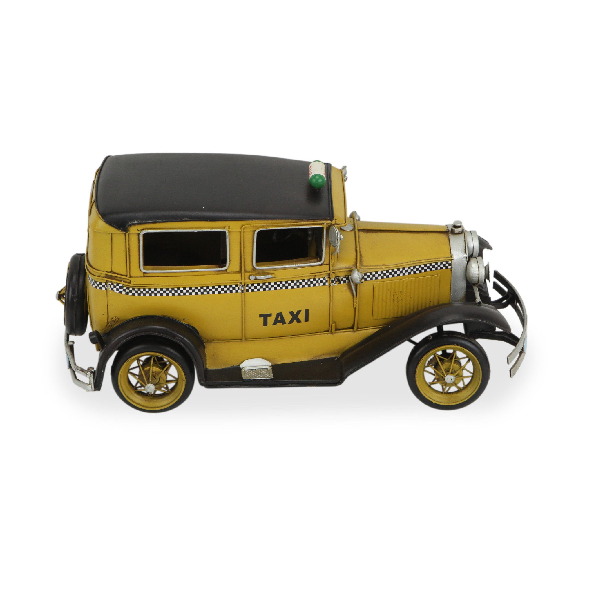 7" Yellow and Black Metal Hand Painted Model Car