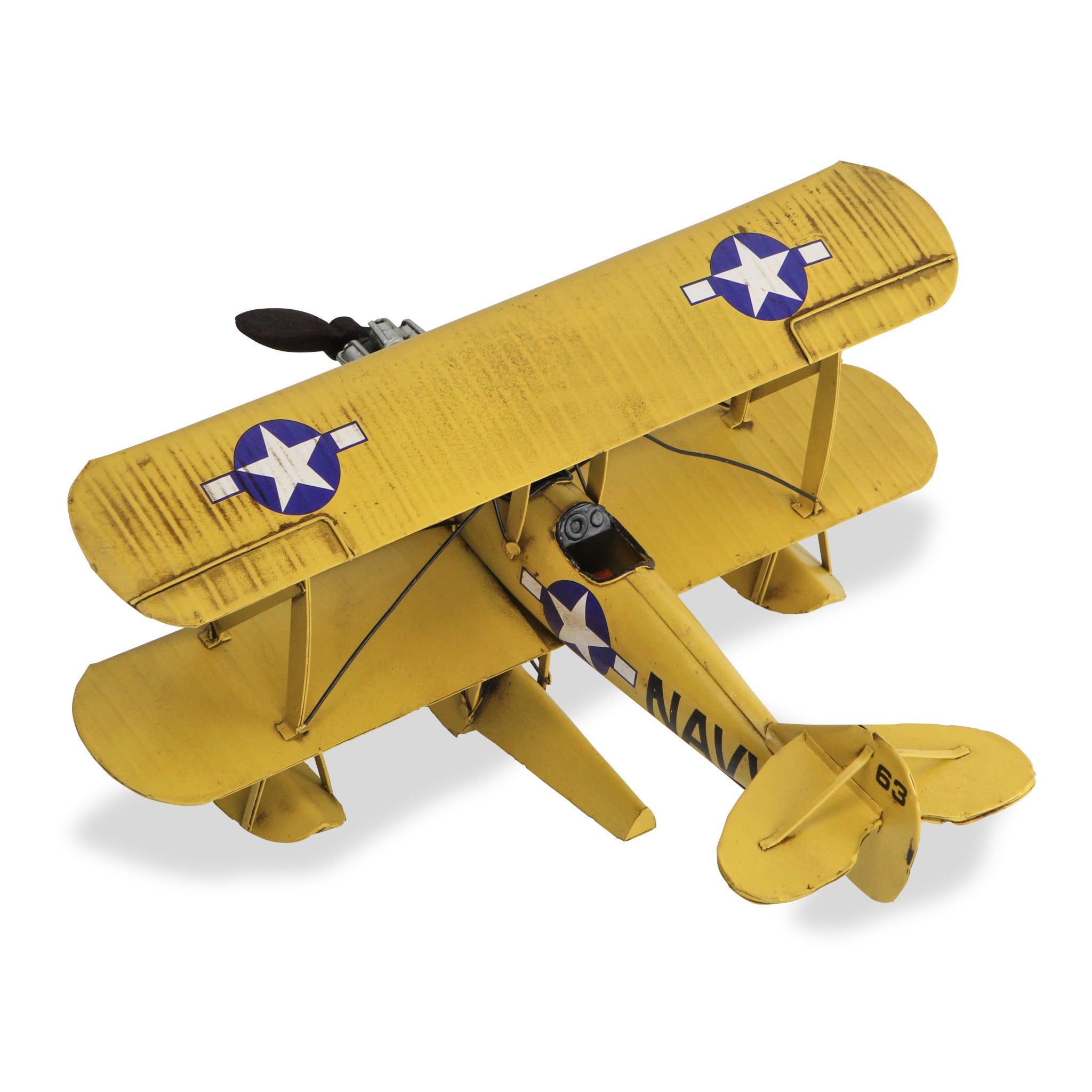 7" Yellow and Black Metal Hand Painted Model Airplane