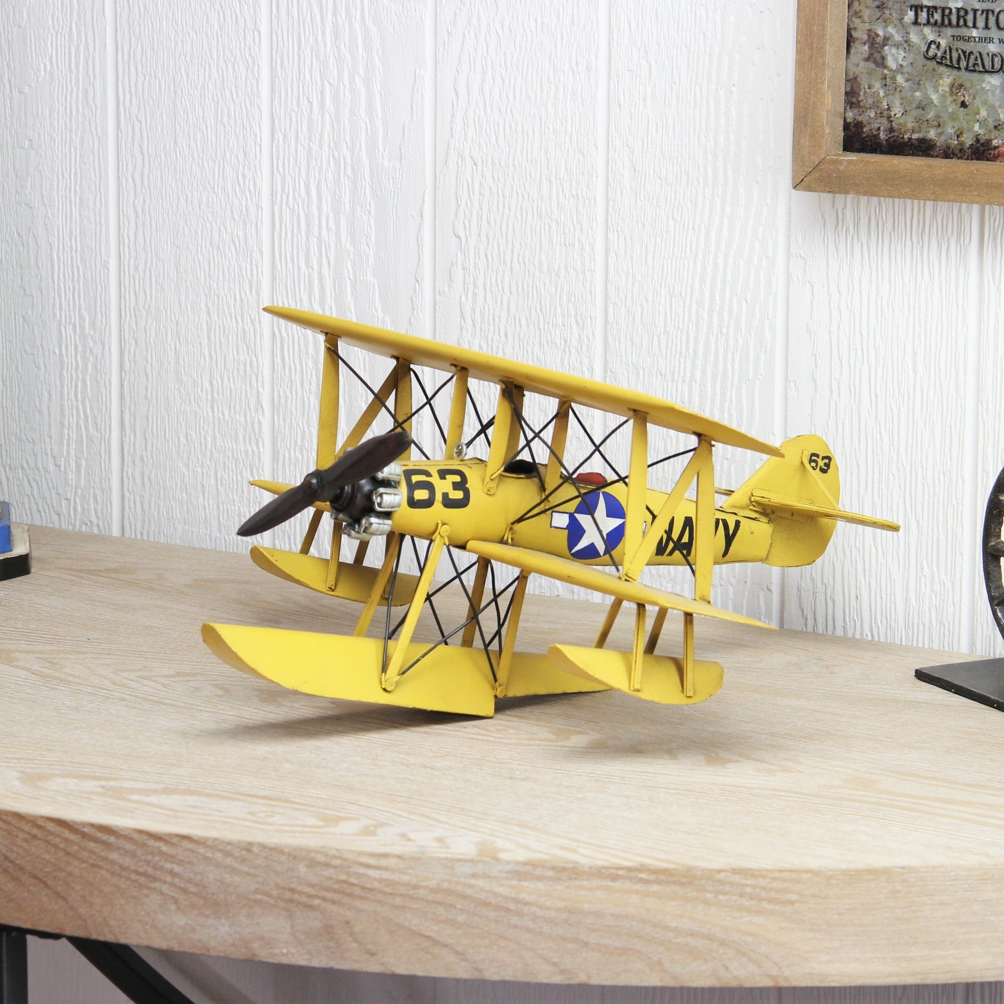 7" Yellow and Black Metal Hand Painted Model Airplane