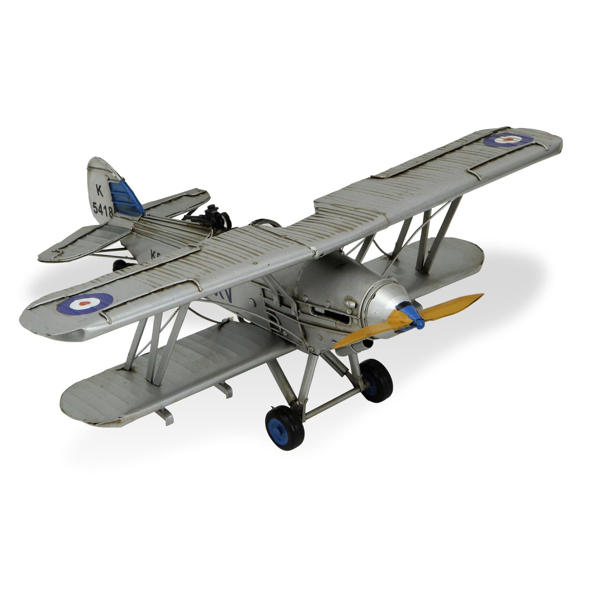 5" Blue and Gray Metal Hand Painted Model Airplane