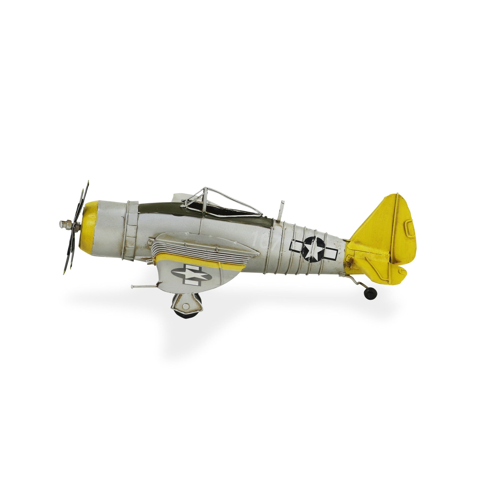 4" Yellow and Gray Metal Hand Painted Model Airplane