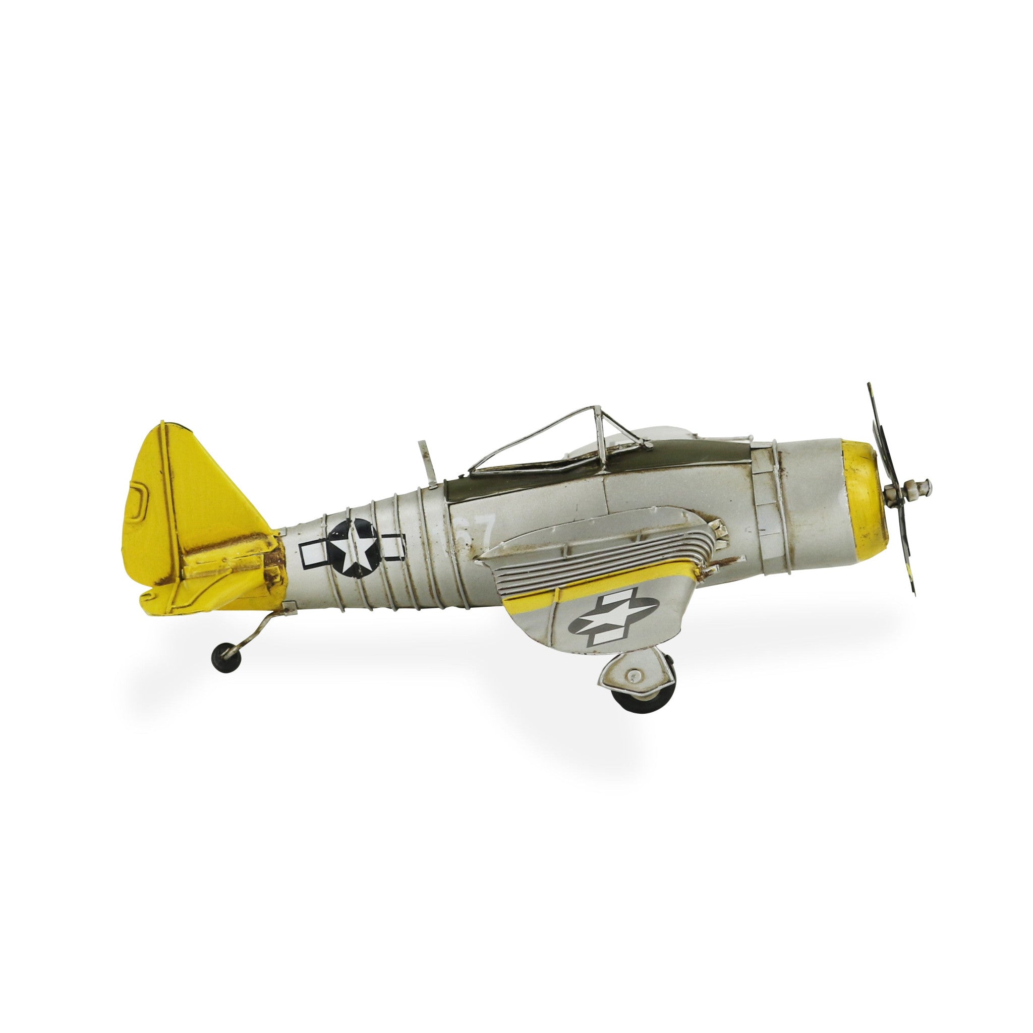 4" Yellow and Gray Metal Hand Painted Model Airplane