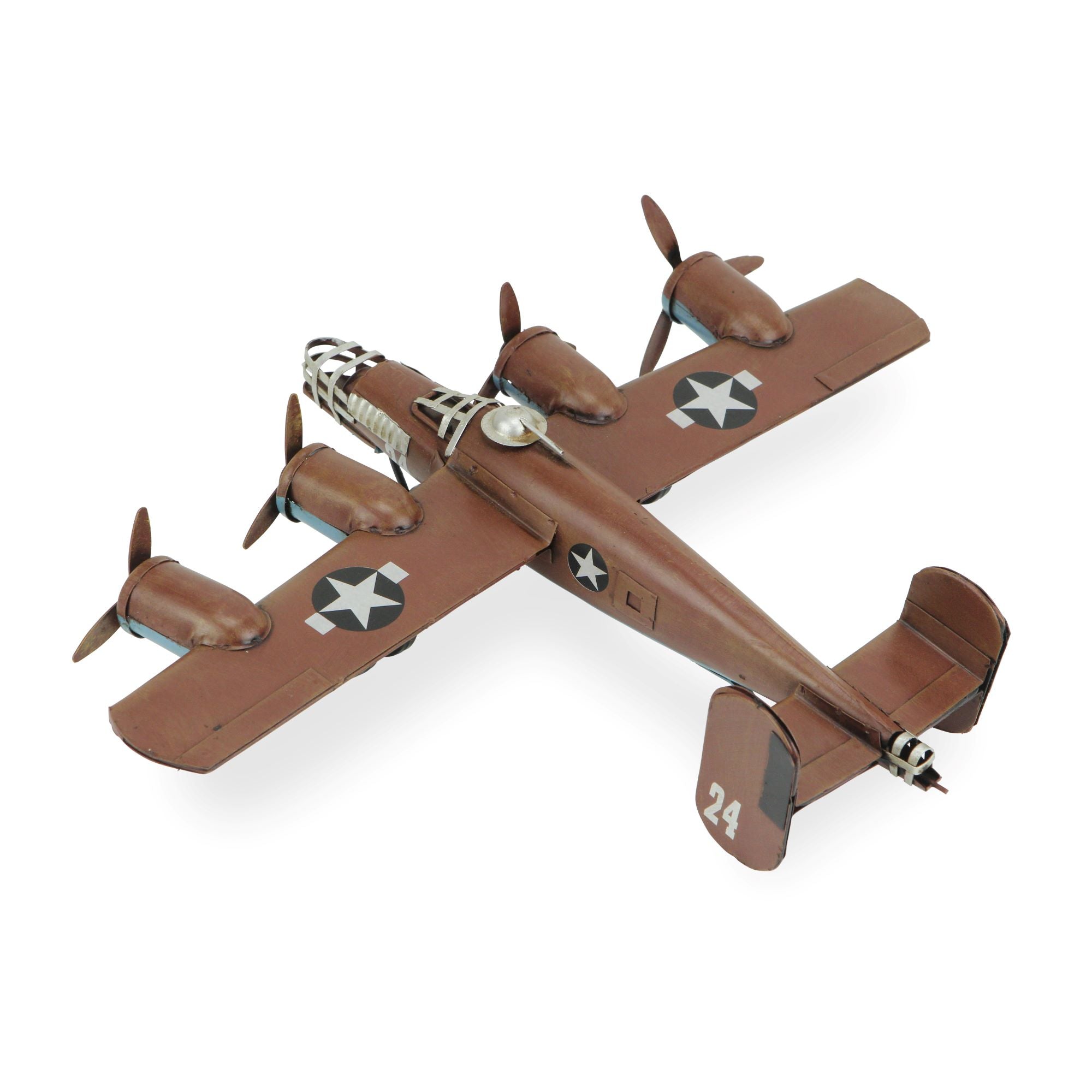 3" Brown and Silver Metal Hand Painted Model Airplane