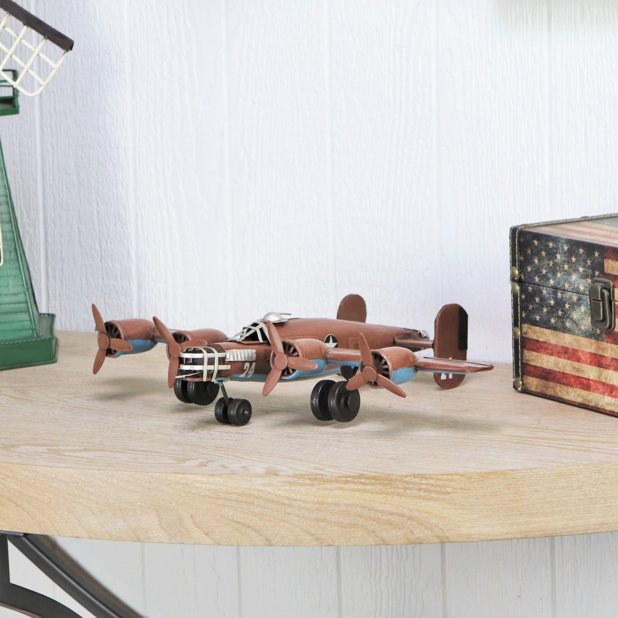 3" Brown and Silver Metal Hand Painted Model Airplane