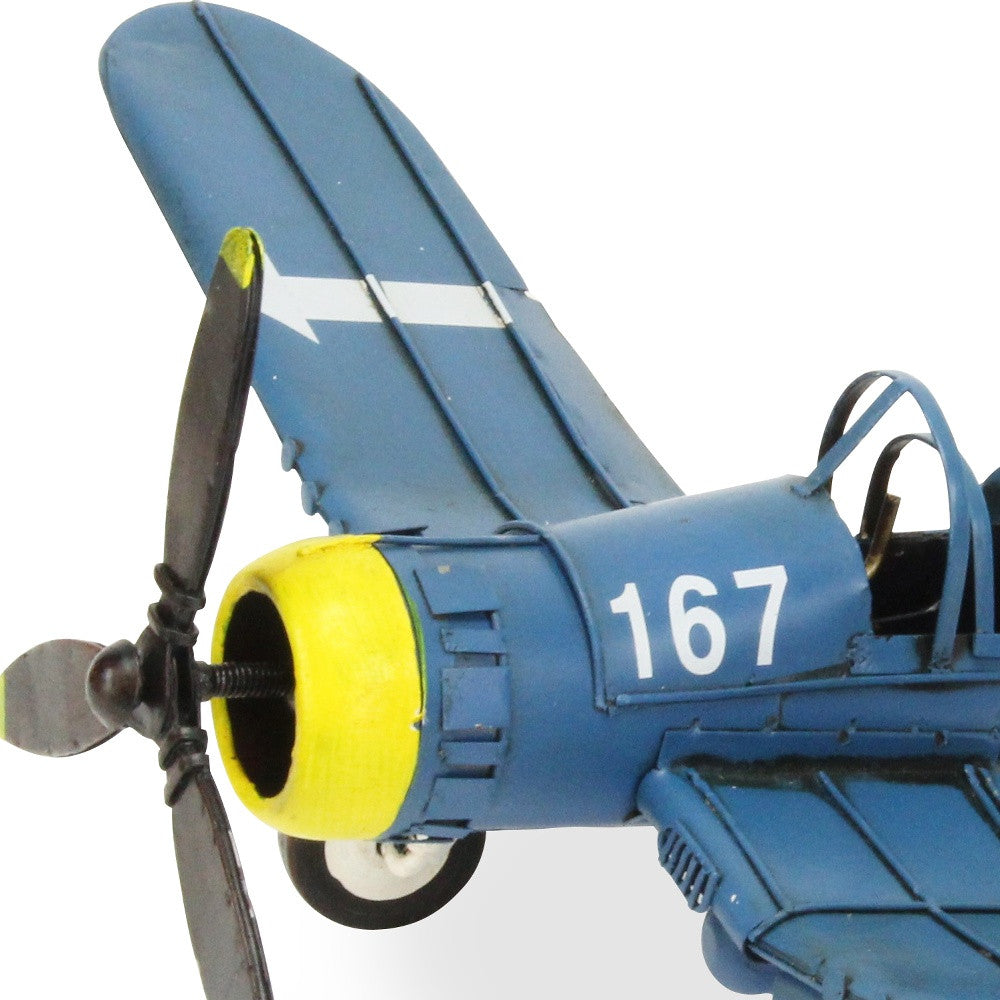 5" Blue and Yellow Metal Hand Painted Model Airplane