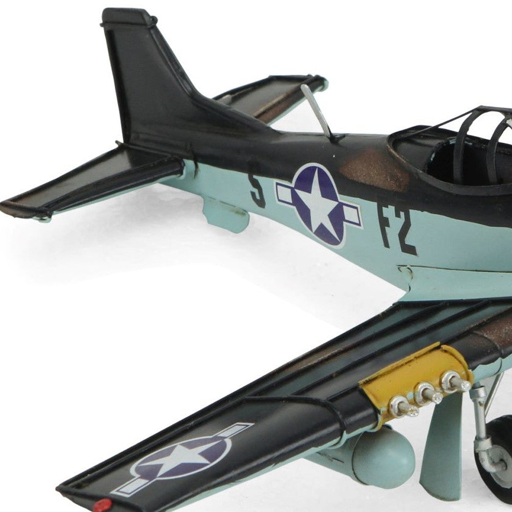 5" Black and Yellow Metal Hand Painted Model Airplane