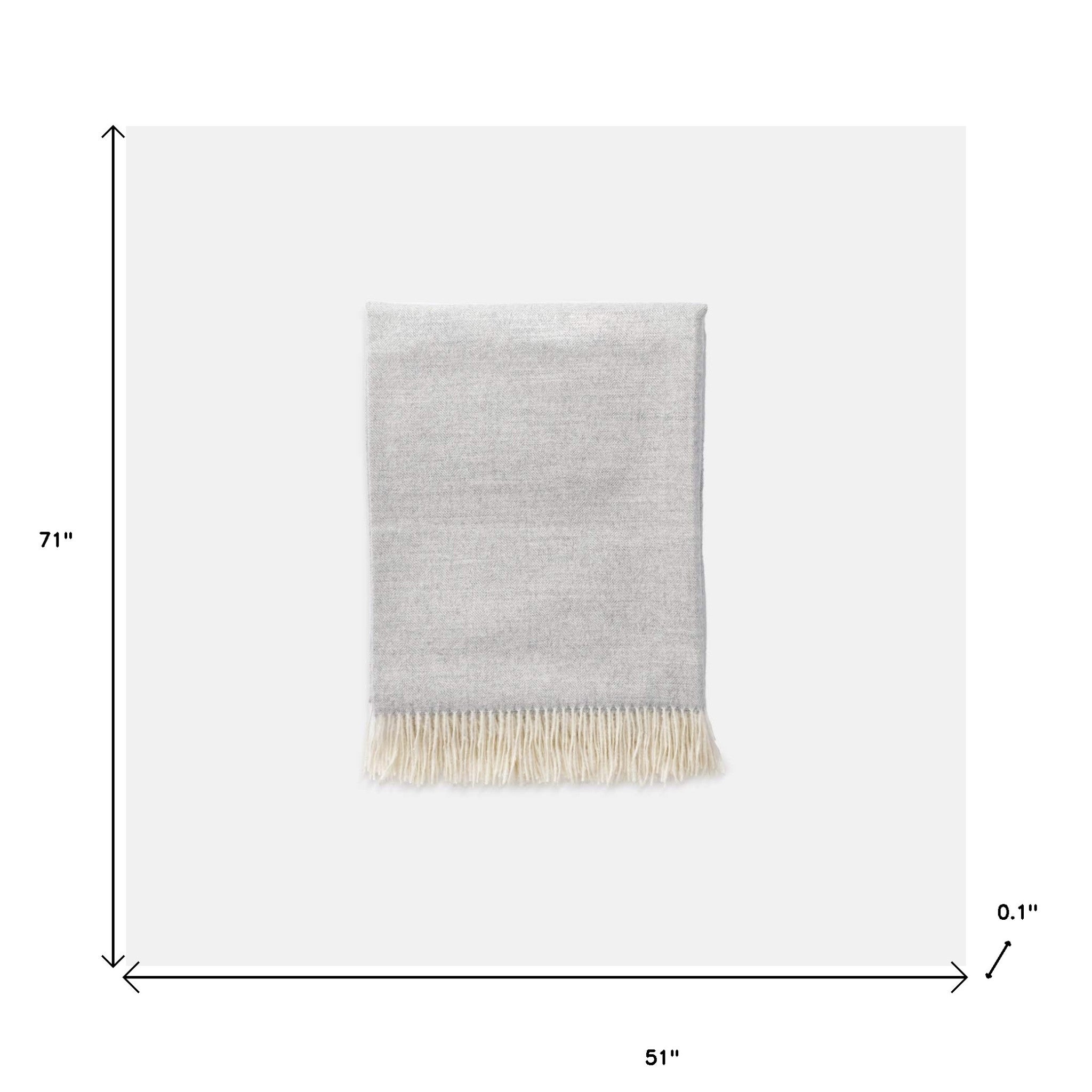 Gray Woven Wool Reversable Throw