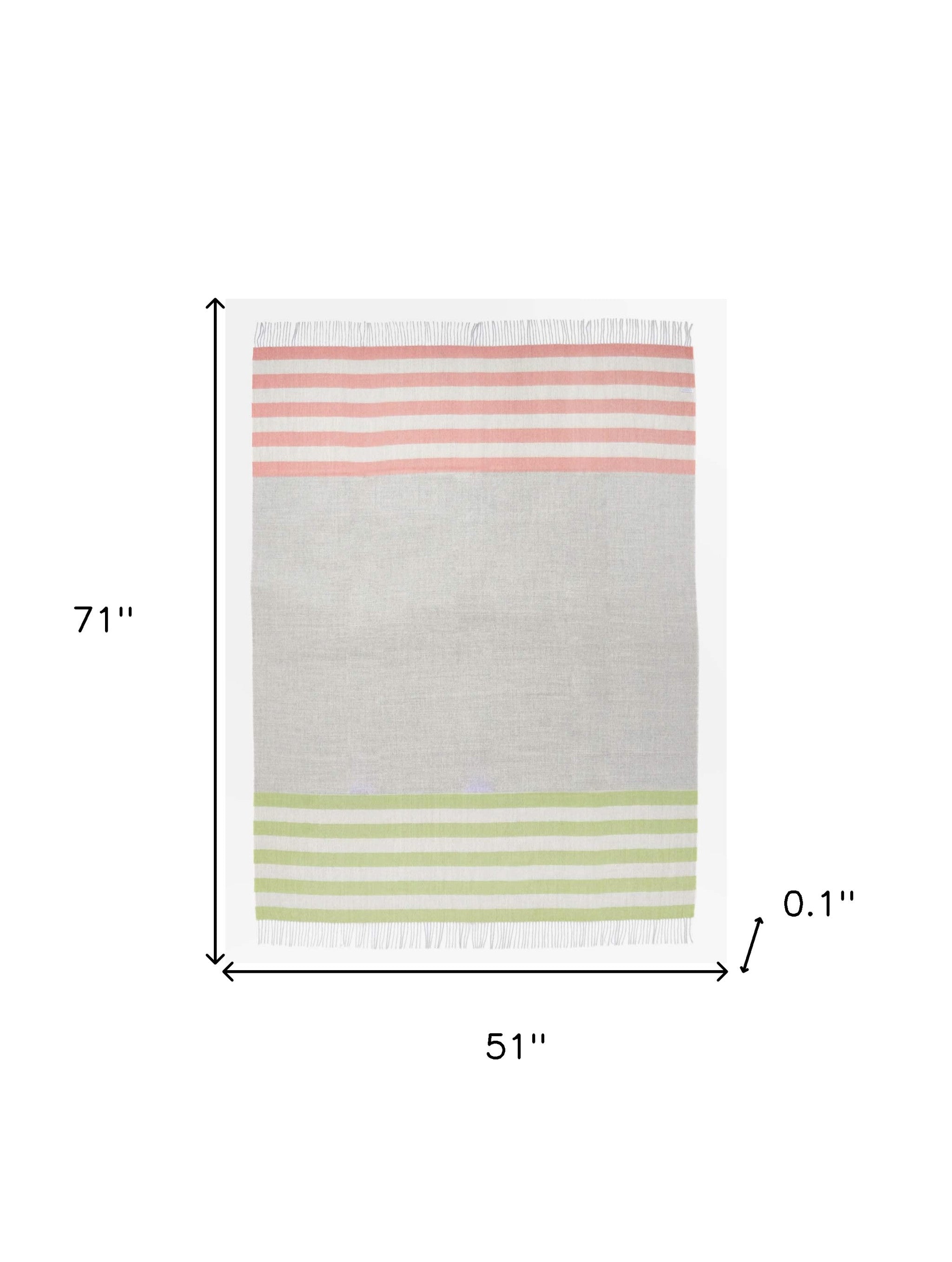 Gray Woven Wool Striped Reversable Throw