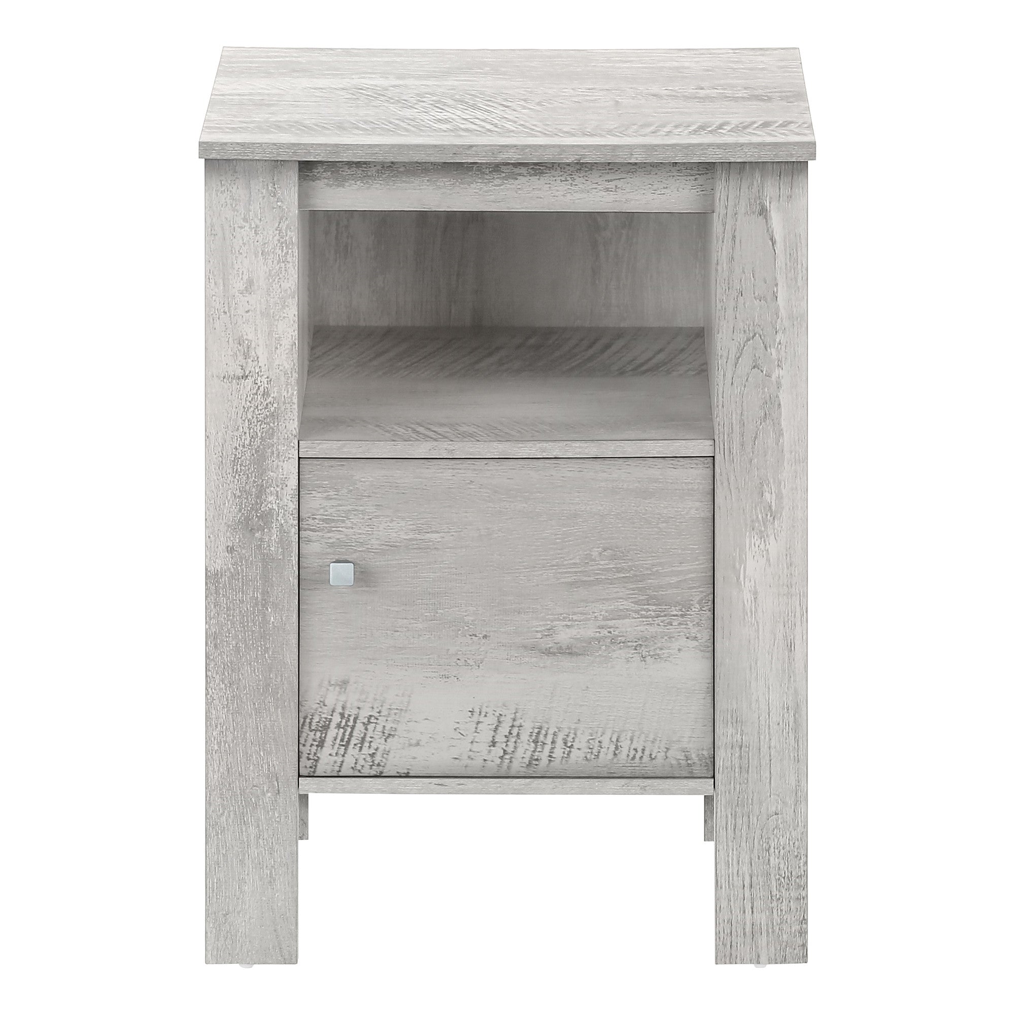 24" Gray Faux Wood Nightstand With Storage