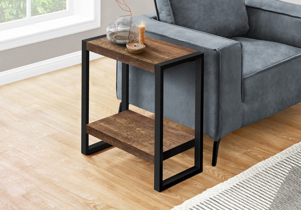 24" Black And Brown End Table With Shelf