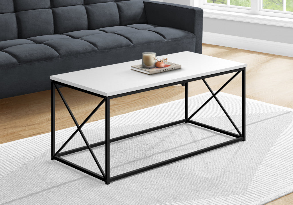 41" White Rectangular Coffee Table