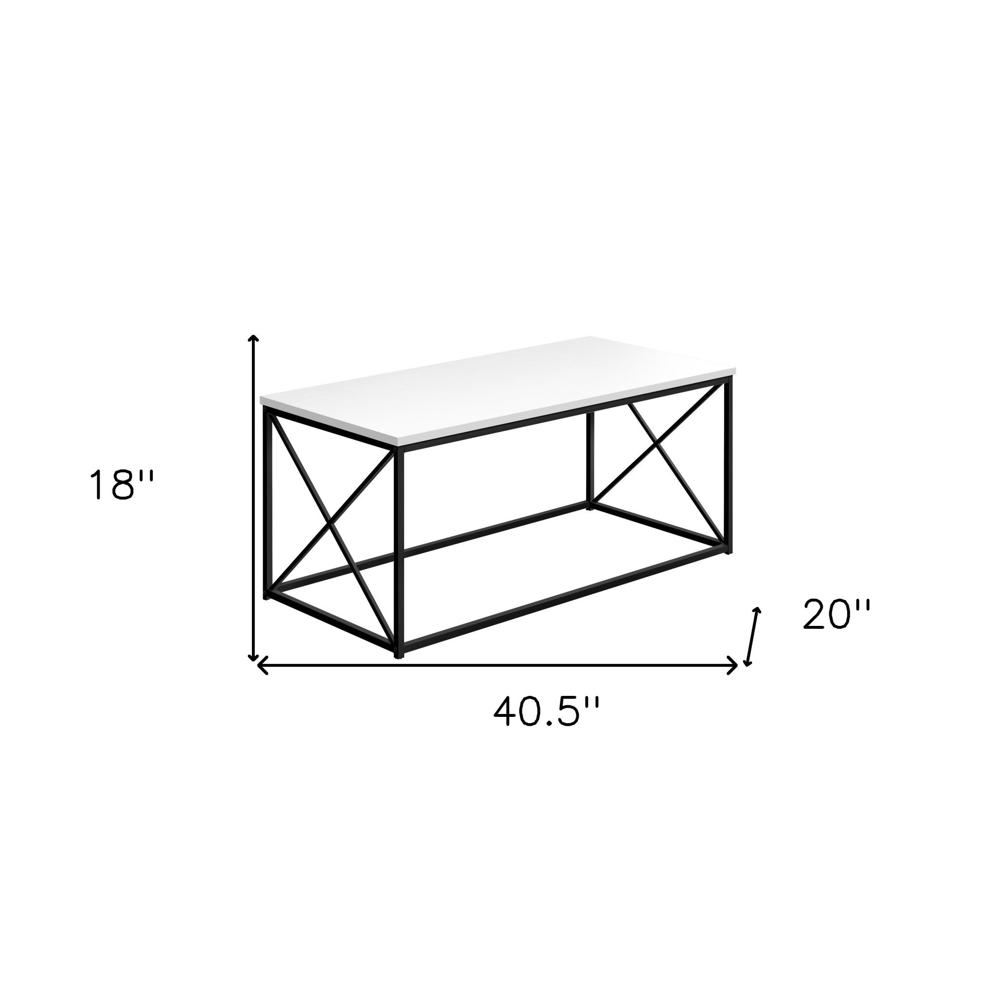 41" White Rectangular Coffee Table