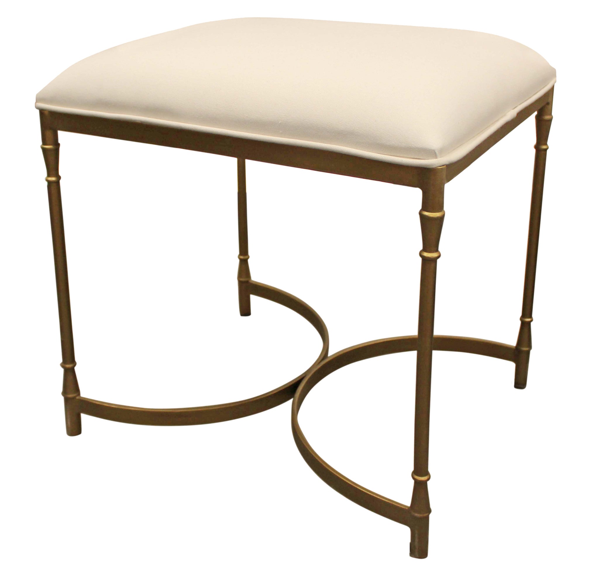 21" Ivory And Brass Iron Backless Bar Chair