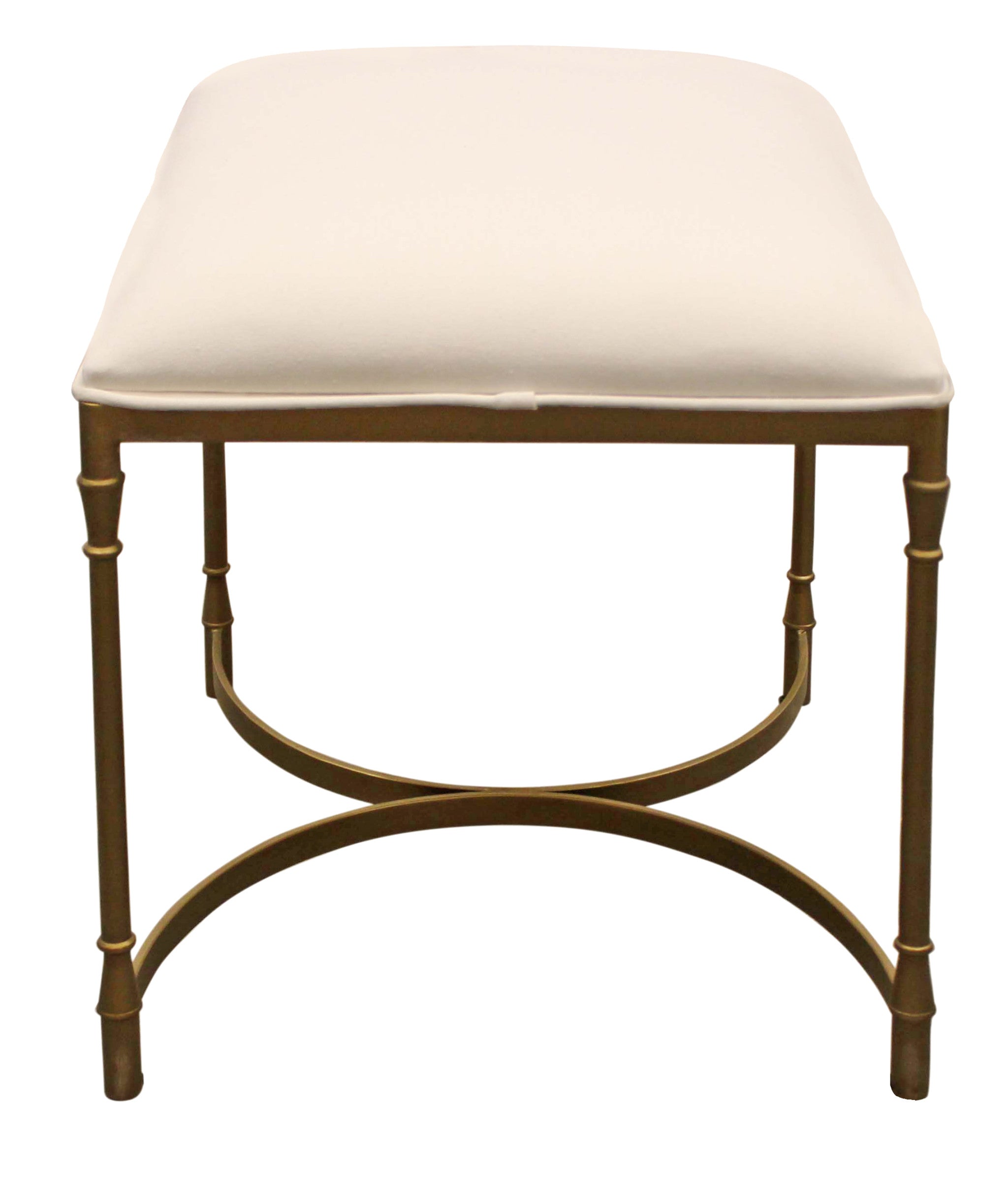 21" Ivory And Brass Iron Backless Bar Chair