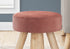 12" Pink Velvet And Natural Round Ottoman