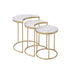 24" Gold And Faux Marble Paper Veneer And Metal Round Nested Coffee Tables