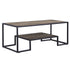 45" Black And Rustic Oak Paper Veneer And Metal Rectangular Coffee Table With Shelf