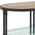 47" Sandy Black And Oak Paper Veneer And Metal Oval Coffee Table With Shelf