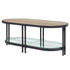 47" Sandy Black And Oak Paper Veneer And Metal Oval Coffee Table With Shelf