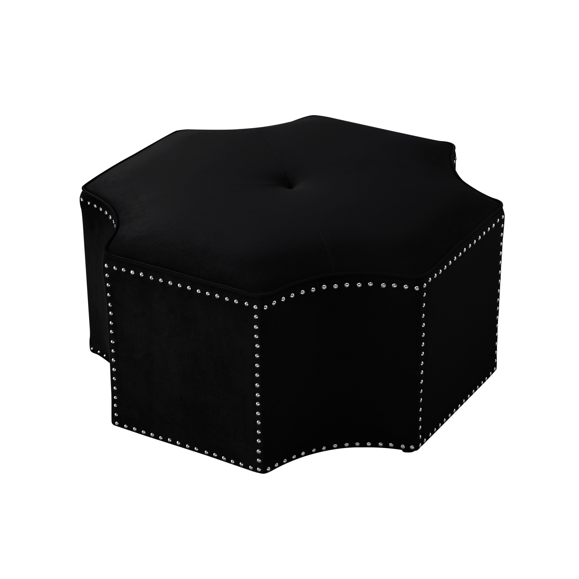 33" Black Velvet Specialty Cocktail Ottoman