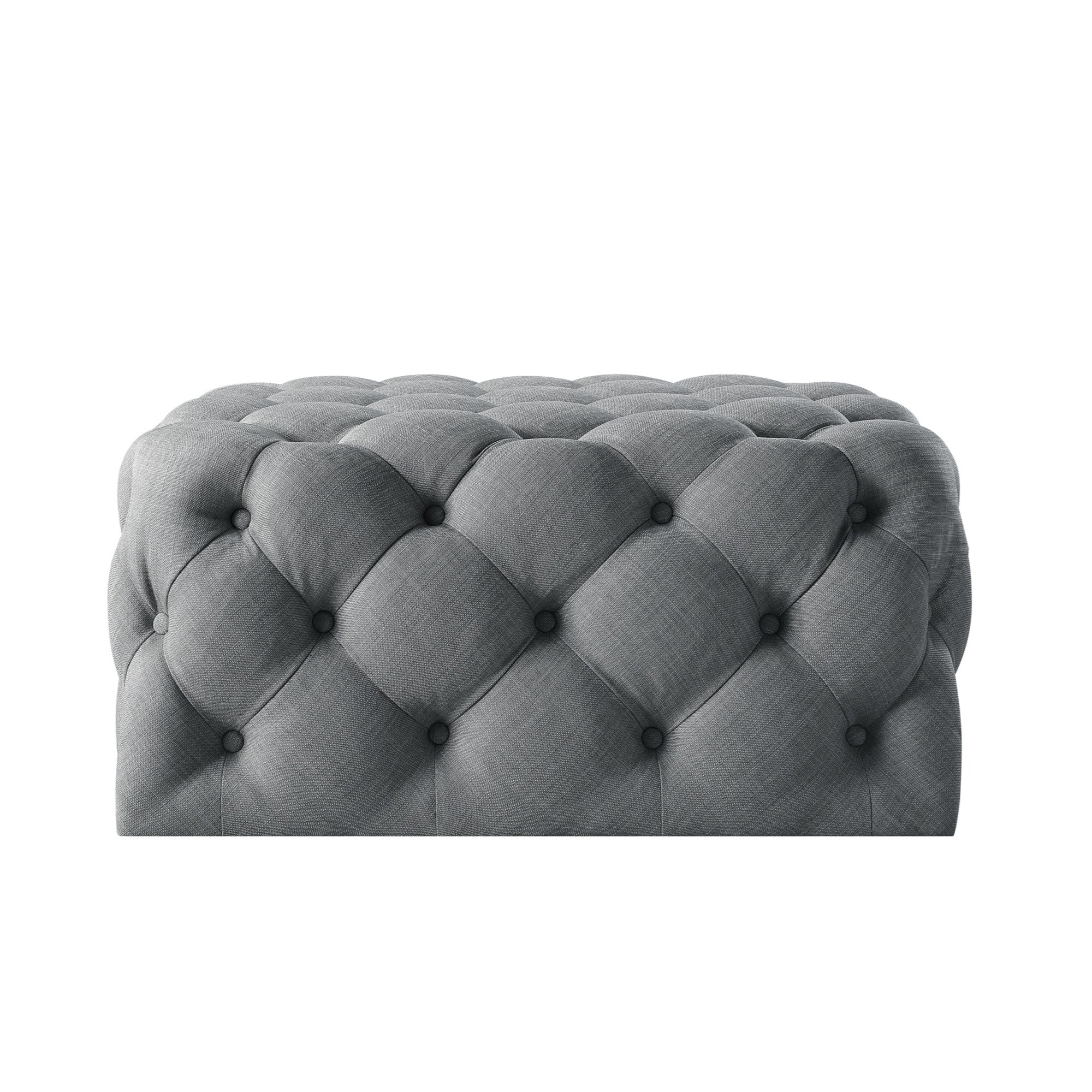 33" Blush Velvet Rolling Tufted Cocktail Ottoman