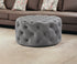 33" Gray Velvet Rolling Tufted Round Cocktail Ottoman