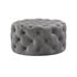 33" Gray Velvet Rolling Tufted Round Cocktail Ottoman